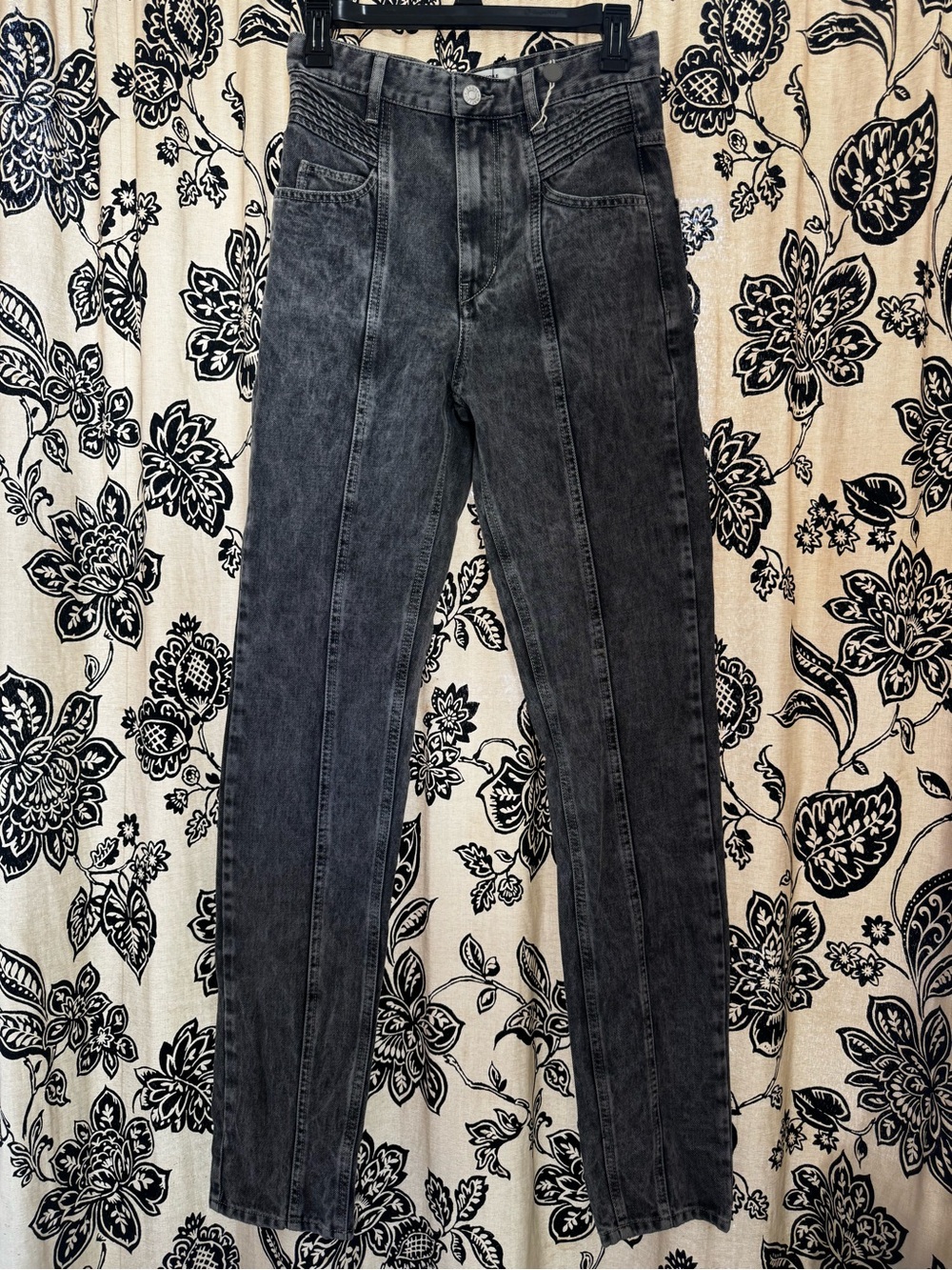 Isabel Marant High-Rise Washed Black Straight Leg Jeans